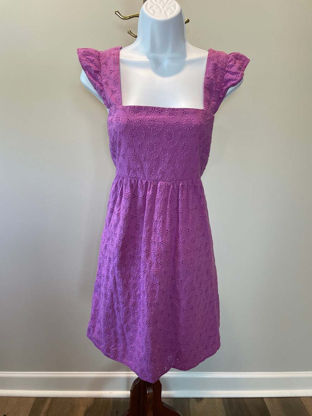 Draper James Purple Dress Cotton Embroidered Circle Detail Size L